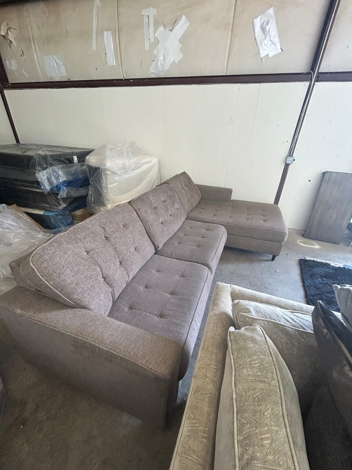 Modern taupe L-shaped sectional alternate view