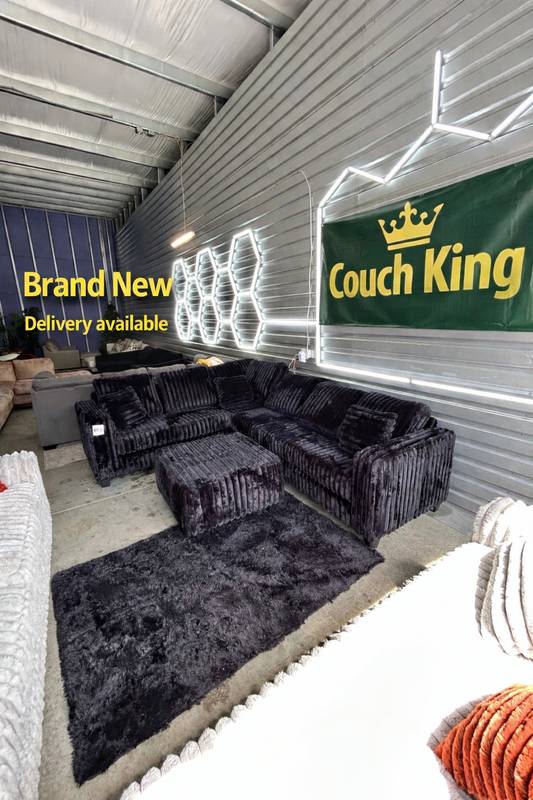 Brand new fluffy sectional black