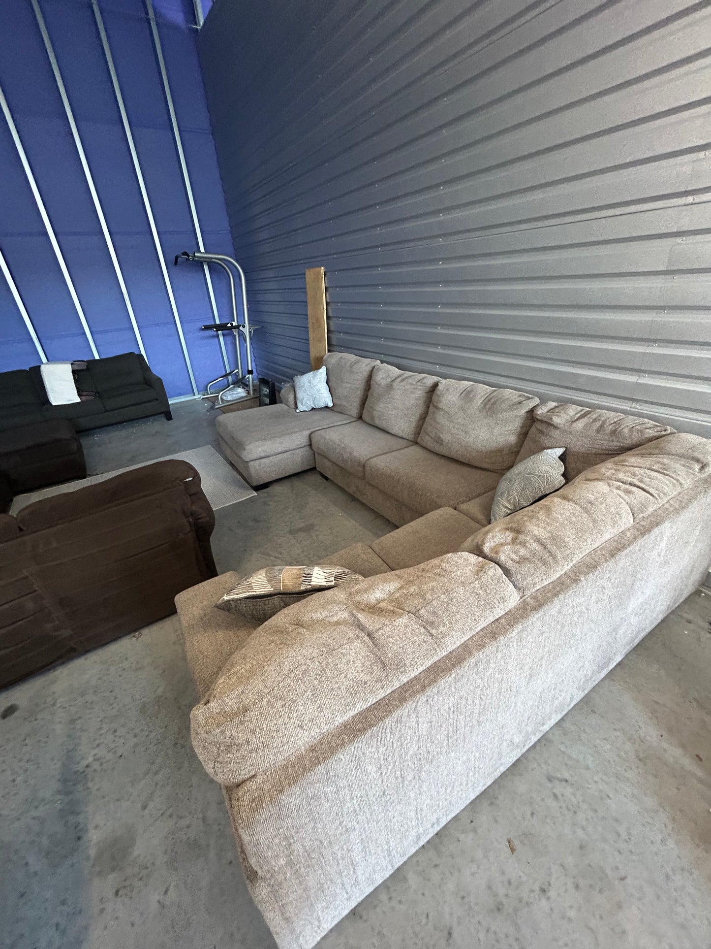 tan U shape Sectional Sofa/ Couch (We Deliver)