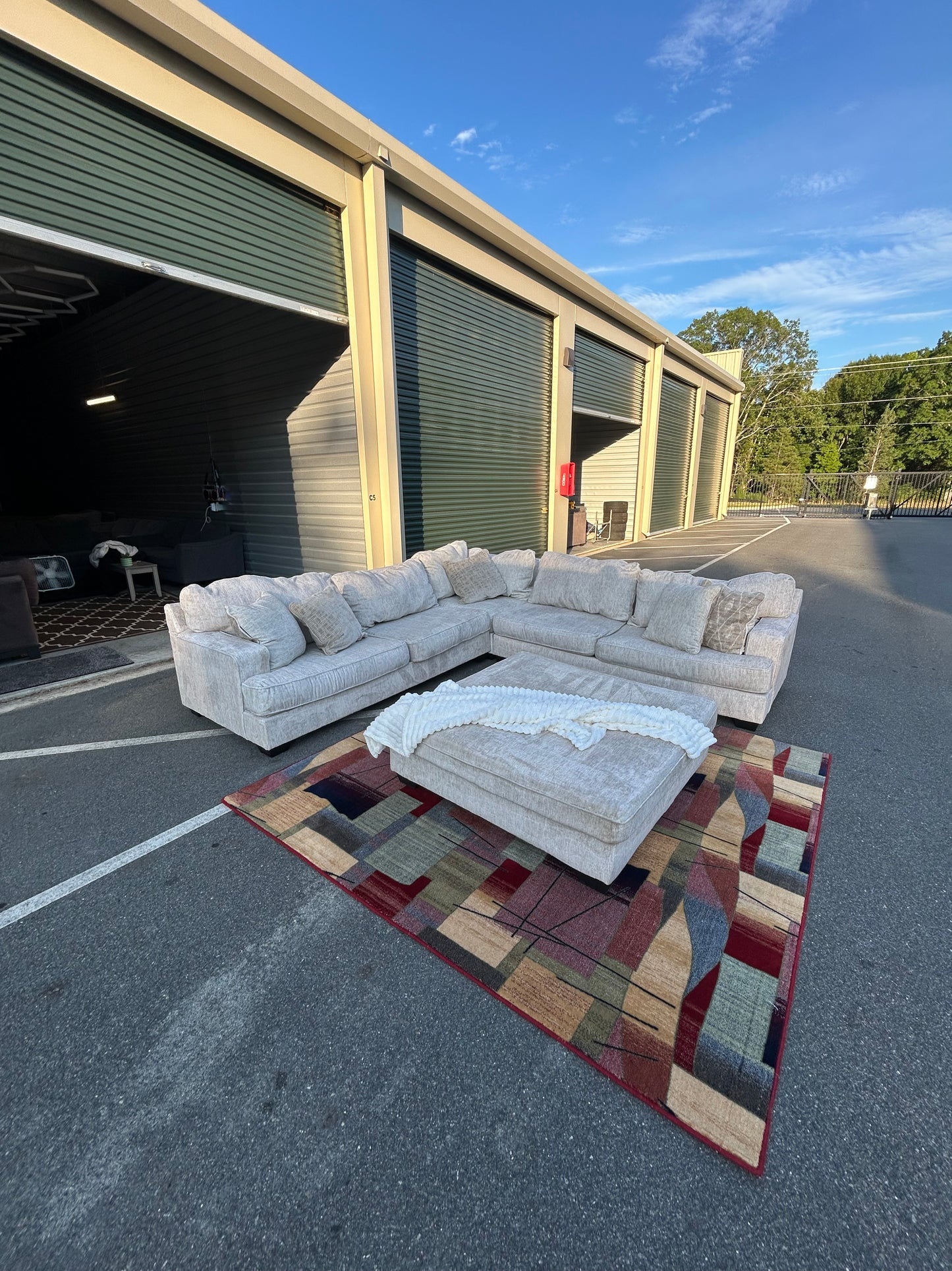 Ashley Rawcliffe Sectional Sofa/ Couch w Oversized ottoman (We Deliver)