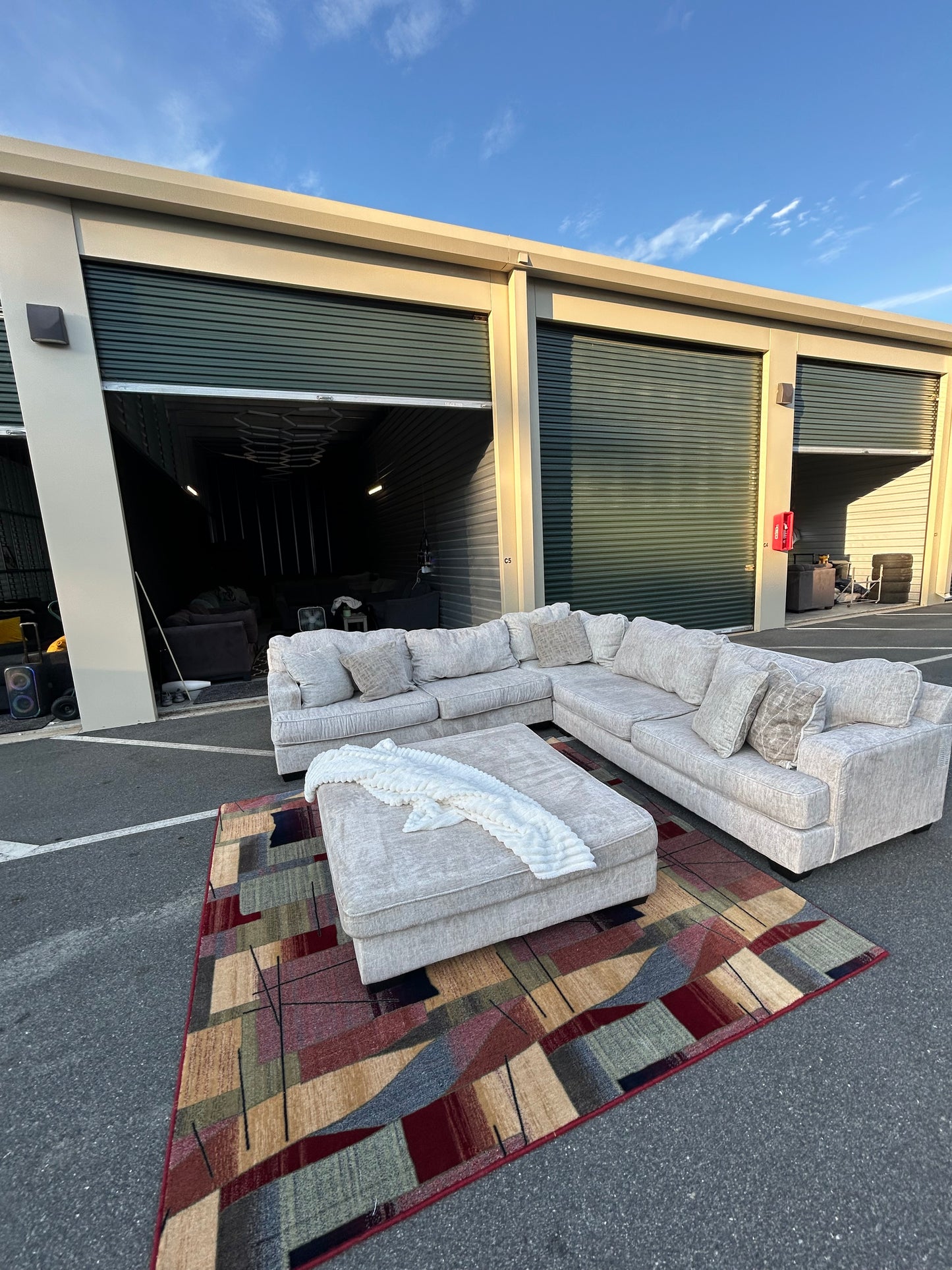 Ashley Rawcliffe Sectional Sofa/ Couch w Oversized ottoman (We Deliver)