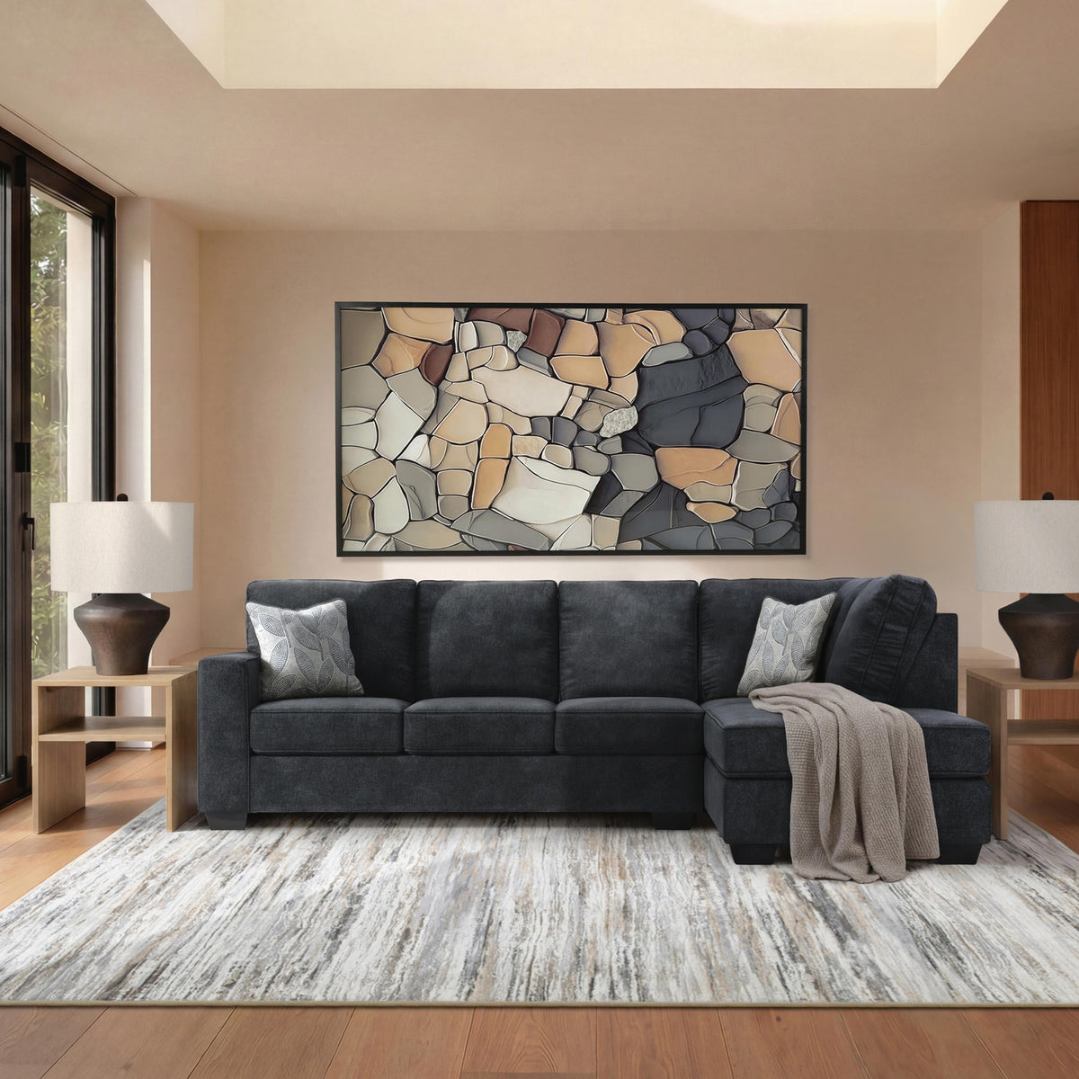 Altari slate right-chaise sectional angled view