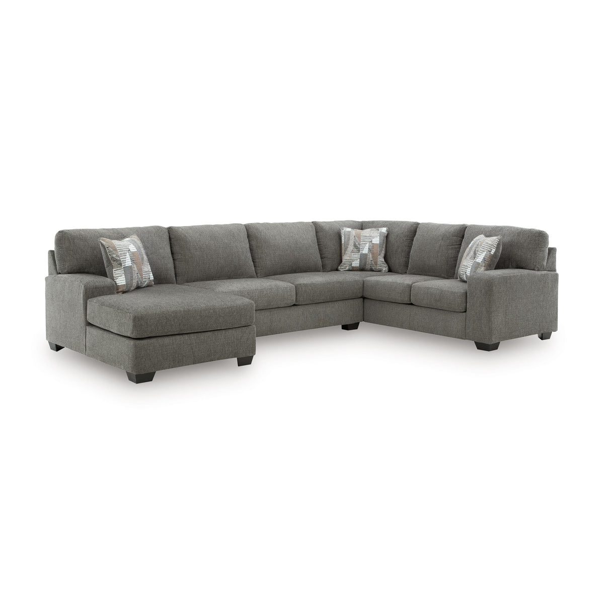 Gray Ashley sectional with chaise on the left