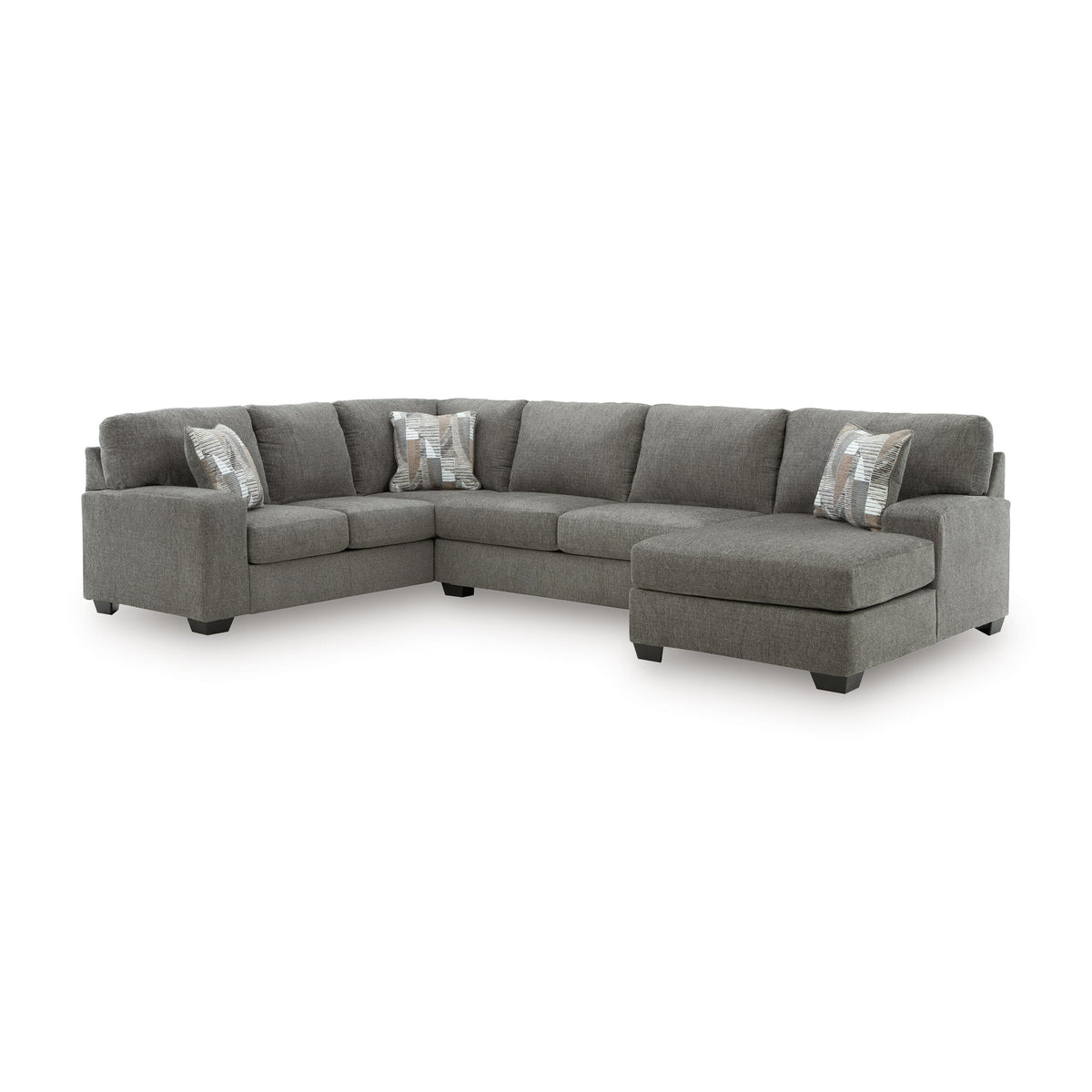 Gray Ashley sectional with chaise on the right