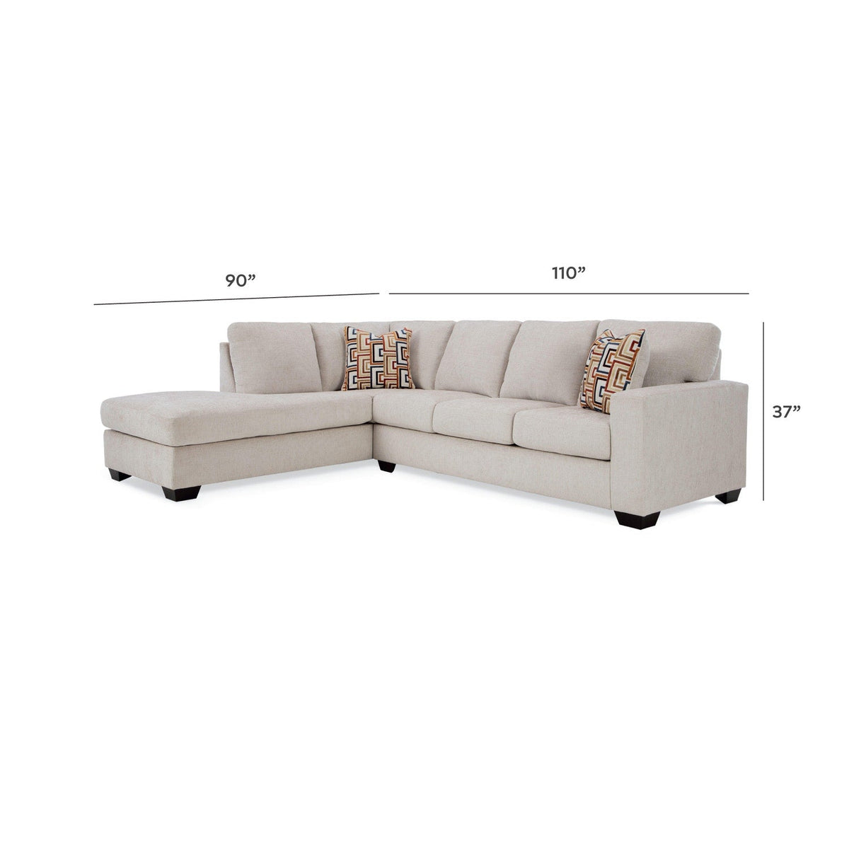 Ashley Aviemore beige left-side chaise, viewed facing couch