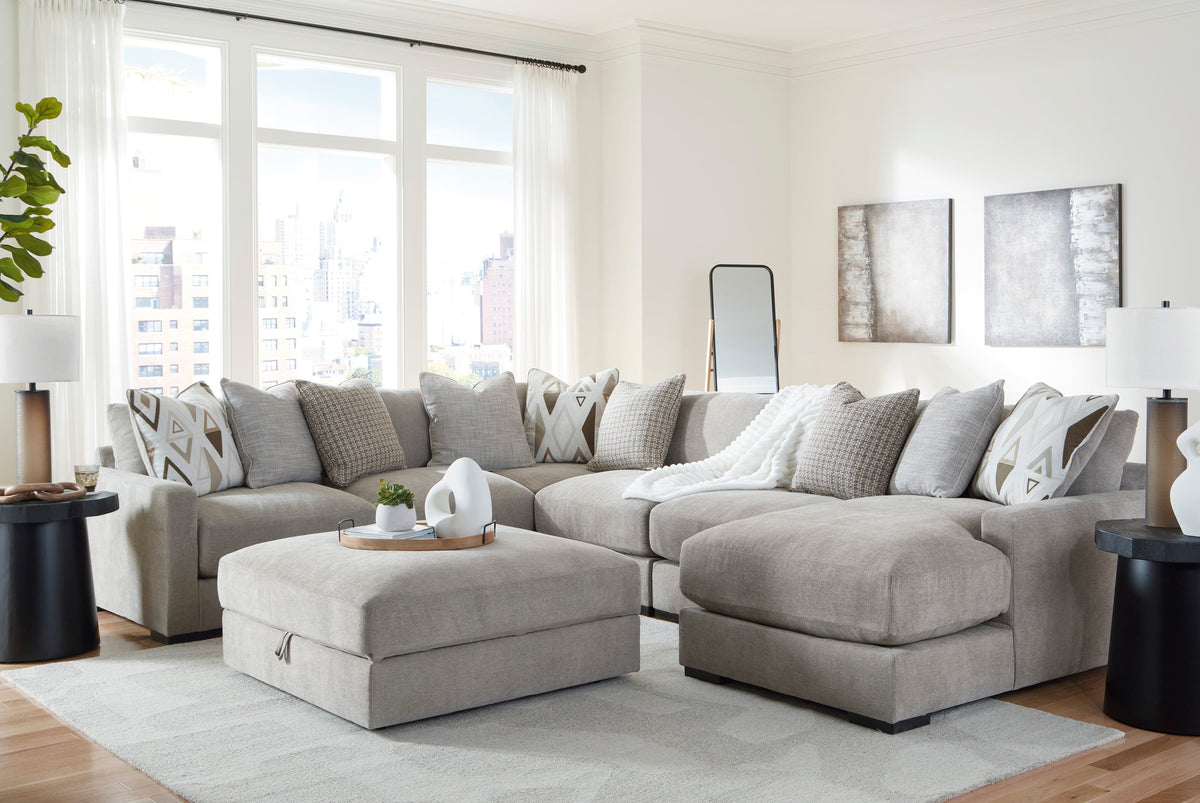 6-Piece Sectional with Chaise + Storage Ottoman — Right Facing