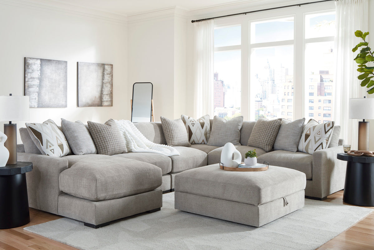6-Piece Sectional with Chaise + Storage Ottoman — Left Facing