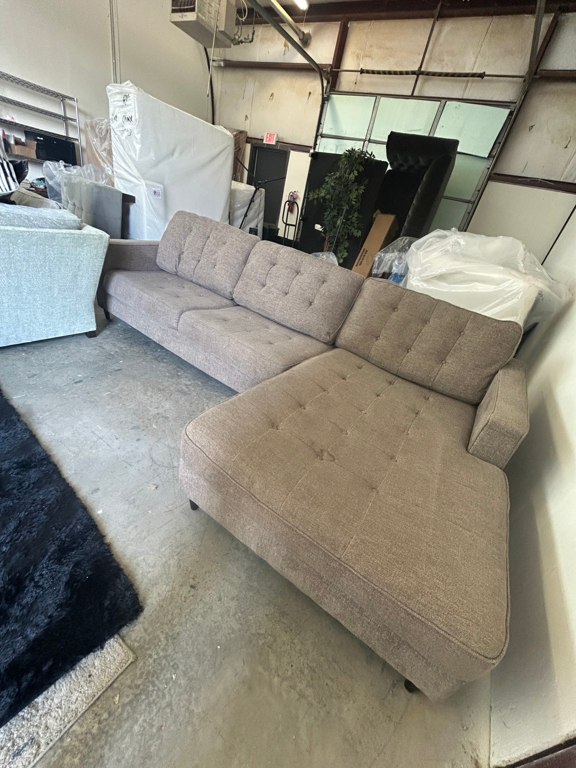 Modern taupe L-shaped sectional with chaise