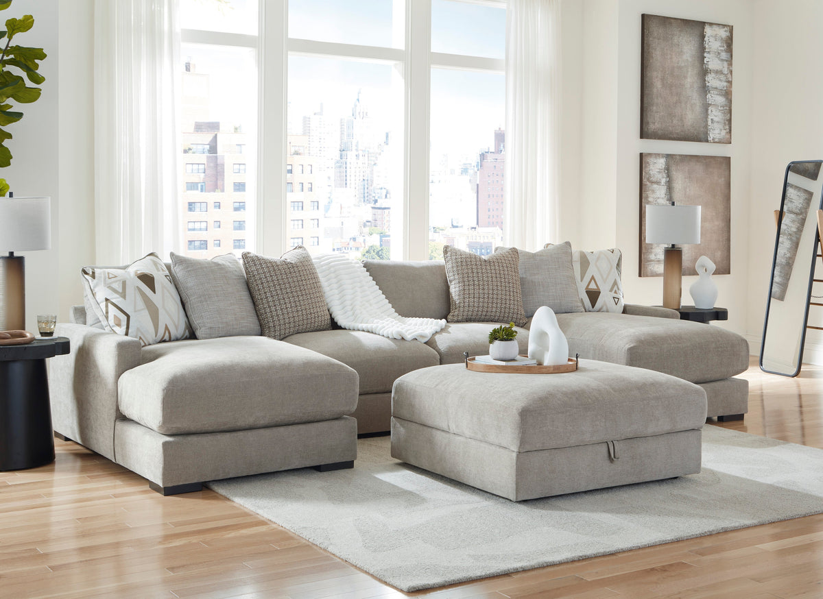 4-Piece Double Chaise Sectional w/ Storage Ottoman